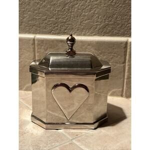 Vintage Lenox Williamsburg Silver Plate Heart Trinket Box Kirk Stieff